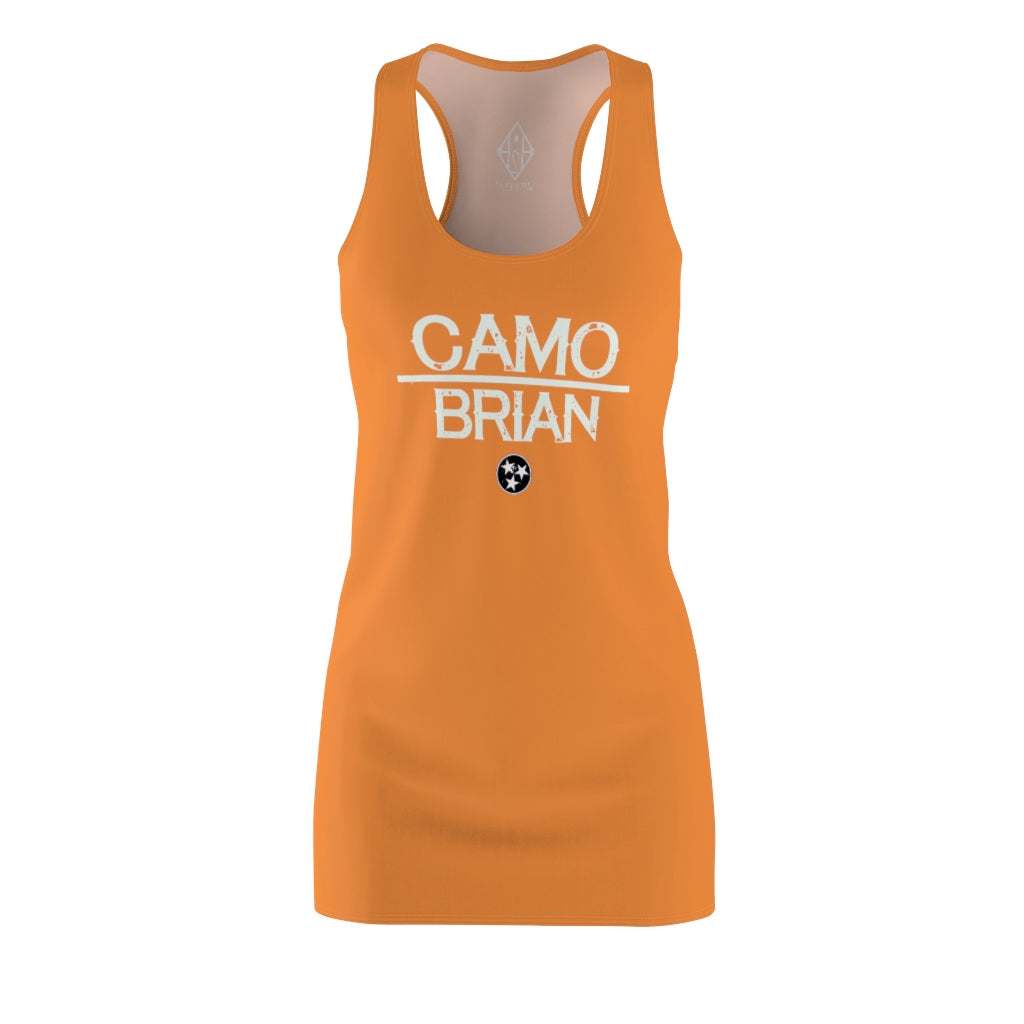 Camo Brian (Orange) Women's Cut & Sew Racerback Dress